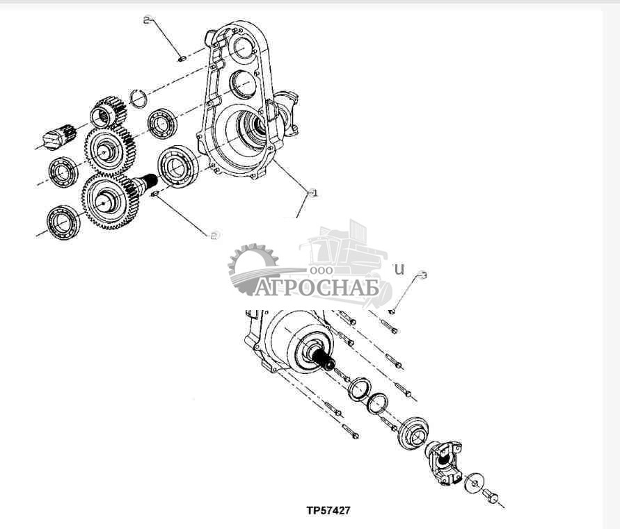 YZ105673 Картер трансмиссии с механизмом отбора мощности с лебедкой (DD) 
